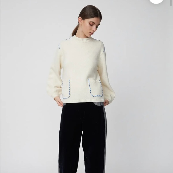 NWT Stella Nova THREAD EMBROIDERED KNIT - ALMOST WHITE - Picture 1 of 13
